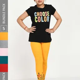 IndiWeaves Girls Pack Of 5 Printed Skin friendly dyes Pure Cotton Ankle Length Leggings-picture-18