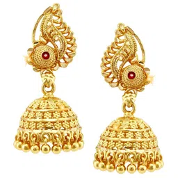 Vighnaharta Gold-Plated Dome Shaped Jhumkas-image-21