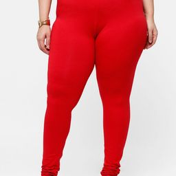 De Moza Women Red Solid Cotton Churidar-Length Leggings-picture-42
