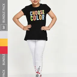 IndiWeaves Girls Pack Of 3 Printed Pure Cotton Ankle Length Leggings-picture-16