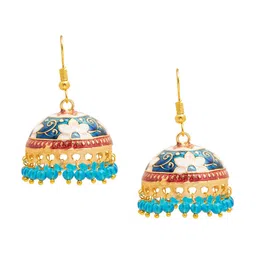 Shining Jewel - By Shivansh Gold-Plated Dome Shaped Jhumkas Earrings-picture-20