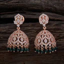 Kushal's Fashion Jewellery Rose Gold-Plated Dome Shaped Zircon Jhumkas Earrings-picture-40