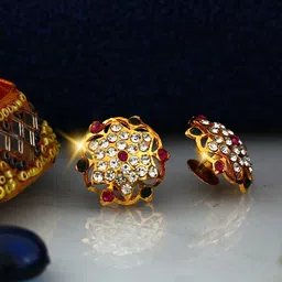 Vighnaharta Gold-Plated Floral Jhumkas Earrings-picture-49
