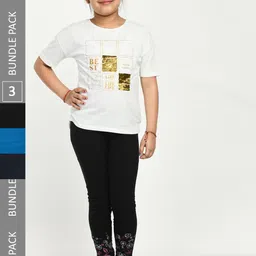 IndiWeaves Girls Pack Of 3 Printed Skin friendly dyes Pure Cotton Ankle Length Leggings-image-89