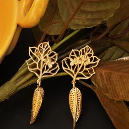 CELEBRAVO Brass-Plated Floral Drop Earrings-picture-10