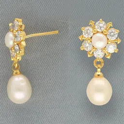 Sri Jagdamba Pearls Dealer Gold-Plated Contemporary Drop Earrings-picture-13
