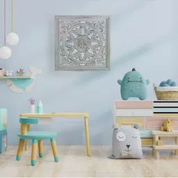 VAS collection home White Textured Wooden Decor Wall Plate-picture-29