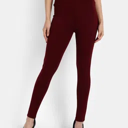 Next One Women Maroon Solid Skinny-Fit Jeggings image 1