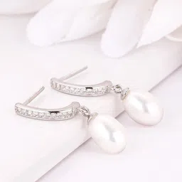 GIVA Rhodium-Plated Drop Earrings-picture-33