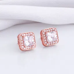 GIVA 925 Sterling Silver Rose Gold-Plating Zircon-Studded Square Shaped Drop Earrings-picture-47