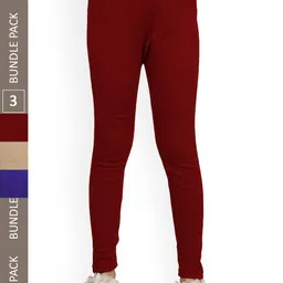 IndiWeaves Girls Pack Of 3 Woolen Ankle Length Leggings-picture-27