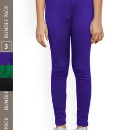 IndiWeaves Girls Pack Of 3 Woolen Ankle Length Leggings-picture-12