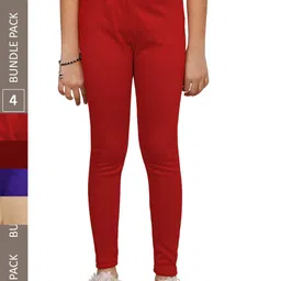 IndiWeaves Girls Pack Of 4 Woolen Ankle Length Leggings-picture-16