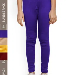 IndiWeaves Girls Pack Of 4 Ankle Length Warm Leggings-picture-55