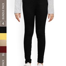 IndiWeaves Girls Pack Of 4 Woolen Ankle Length Leggings-picture-8