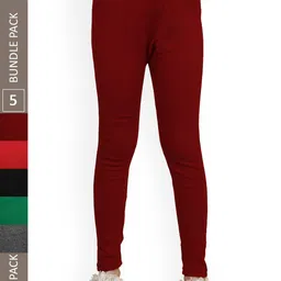 IndiWeaves Girls Pack Of 5 Woollen Ankle Length Leggings-picture-17