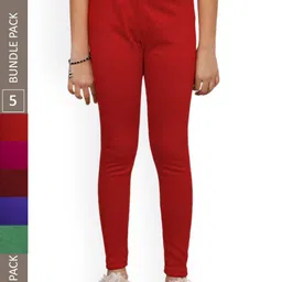 IndiWeaves Girls Pack Of 5 Woolen Ankle Length Leggings-picture-32