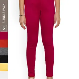 IndiWeaves Girls Pack Of 6 Woolen Ankle Length Leggings-picture-48
