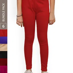 IndiWeaves Girls Pack Of 6 Woollen Ankle Length Leggings image 1