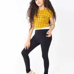 indian flower Girls Black Solid Cotton Churidar-Length Leggings-picture-26