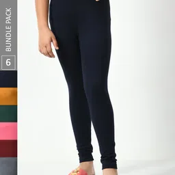 BAESD Girls Pack Of 6 Churidar Length Leggings-image-47