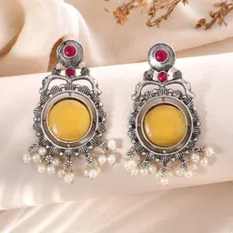 DASTOOR Silver-Plated Contemporary Drop Earrings-picture-15