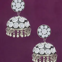 PRIVIU Metal Dome Shaped Jhumkas Earrings-picture-18