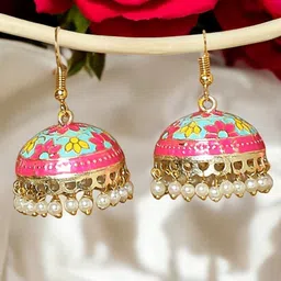 OOMPH Gold-Plated Artificial Beaded Dome Shaped Jhumkas-picture-27