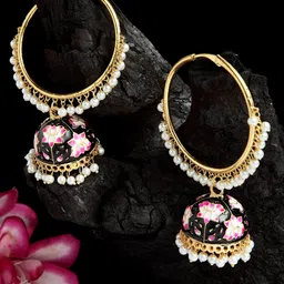 Moedbuille Gold Plated Dome Shaped Jhumkas Earrings-picture-47