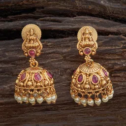 Kushal's Fashion Jewellery Gold-Plated Antique  Dome Shaped Jhumkas image 1