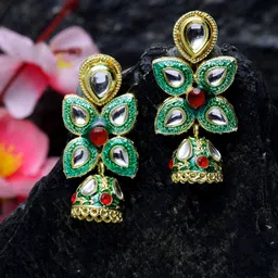 Moedbuille Gold-Plated Dome Shaped Chandelier Jhumkas Earrings-picture-51