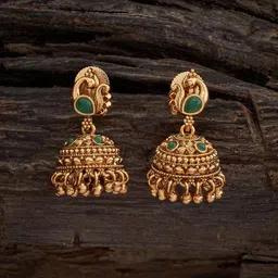 Kushal's Fashion Jewellery Gold-Plated Stones Studded Dome Shaped Jhumkas-picture-39
