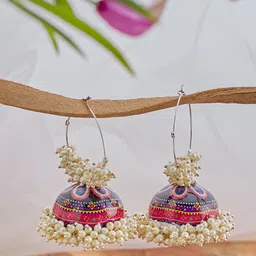 ATIBELLE German Silver Silver-Plated Dome Shaped Jhumkas image 1