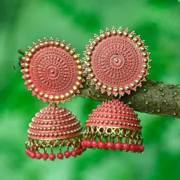 MEENAZ Gold-Plated Dome Shaped Jhumkas-picture-12