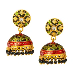 Shining Jewel - By Shivansh Gold-Toned Contemporary Jhumkas Earrings image 1