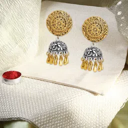 Adwitiya Collection 24CT Gold Plated Jhumkas-image-77