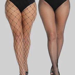 PLUMBURY Pack of 2 Mesh High Waist Stretchable Stockings-image-85