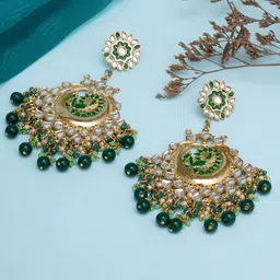 KARATCART Green Classic Chandbalis Earrings-image-54