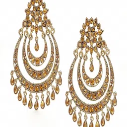 I Jewels Gold-Plated Kundan Contemporary Chandbalis Earrings-picture-29