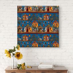 SAF Blue & Orange 1 Piece Canvas Floral and Botanical Wall Paintings-picture-29