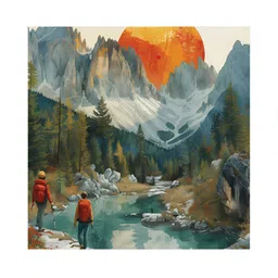 RANDOM Green & Orange Canvas Painting Wall Art-picture-19