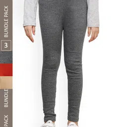 IndiWeaves Girls Pack Of 3 Ankle-Length Super Warm Wool Leggings-picture-41