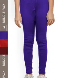 IndiWeaves Girls Pack Of 3 Ankle-Length Wool Leggings-picture-22