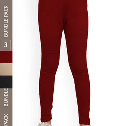 IndiWeaves Girls Pack Of 3 Ankle-Length Super Warm Wool Leggings-picture-40