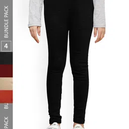 IndiWeaves Girls Pack Of 4 Woolen Ankle Length Leggings-picture-38