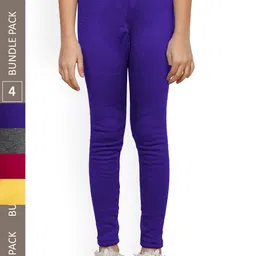 IndiWeaves Girls Pack Of 4 Ankle-Length Woolen Leggings image 1