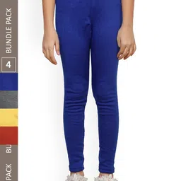 IndiWeaves Girls Pack Of 4 Woolen Ankle Length Leggings-image-15