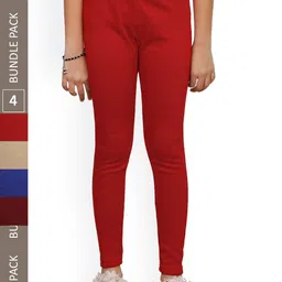 IndiWeaves Girls Pack Of 4 Ankle-Length Wool Leggings-image-59