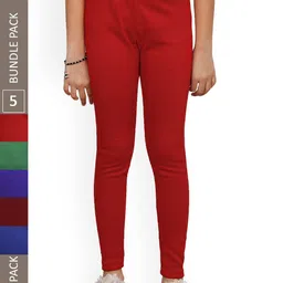 IndiWeaves Girls Pack of 5 Woolen Ankle-Length Leggings-picture-42