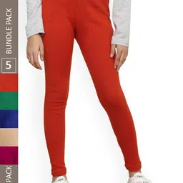 IndiWeaves Girls Pack Of 5 Ankle-Length Wool Leggings-picture-24